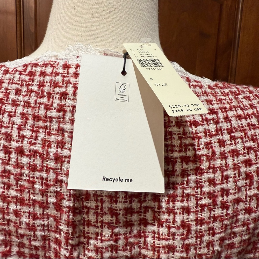 Reformation Annabella short sleeve Red and White Mini Dress - Picture 9 of 9